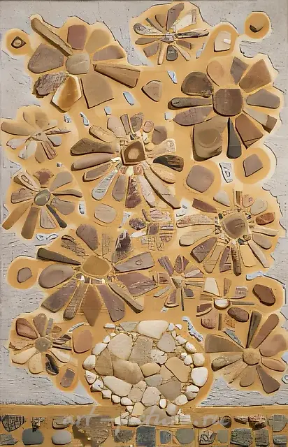 向日葵，1997年，马赛克（河石），100×65