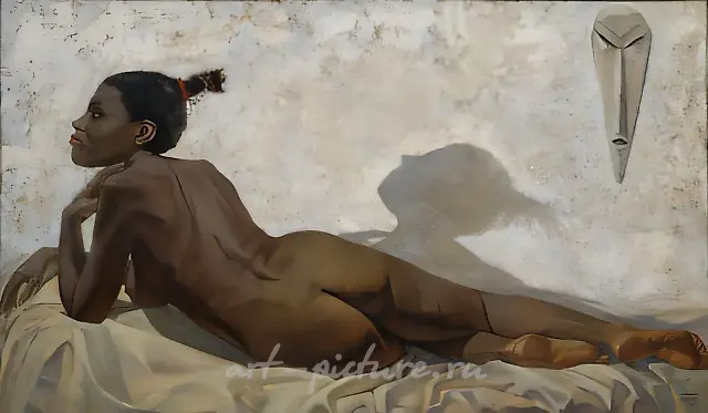 黑色珍珠，1996年，布面混合技法，63 x 107 厘米