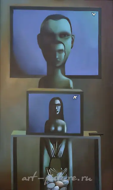 TV, 1996, canvas, oil, 100x60