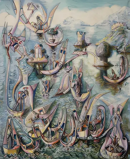 Muses, Nymphs., 1995, oil on canvas,  130 х 100