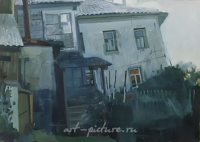 Cat on the Porch, 1997, paper, tempera, 50x71