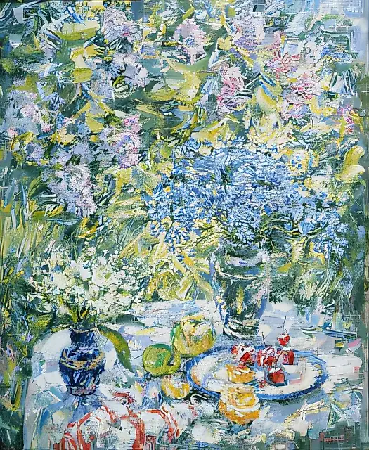 Still Life with Forget-Me-Nots, 1995, canvas, oil, 80x60