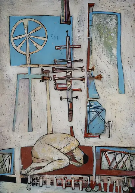 Journey, 1996, cardboard, mixed technique, 100x70