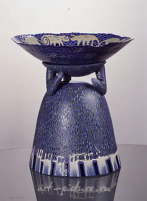 Синий, 1997, фарфор, подглазурная роспись, 300 х 43
