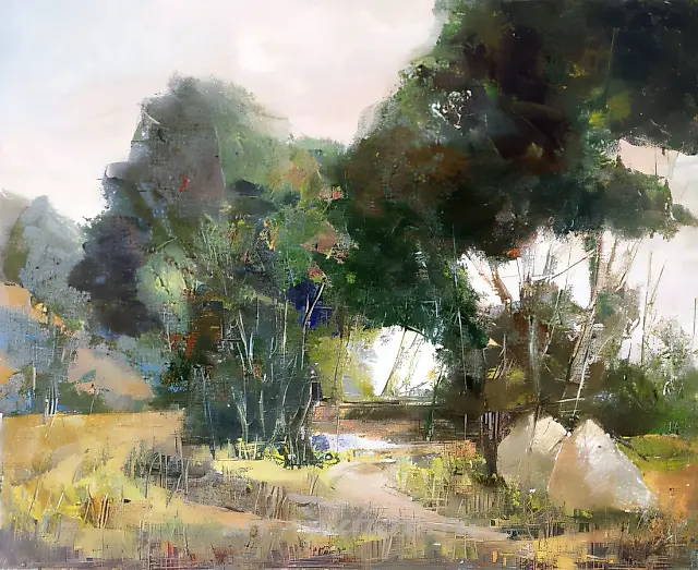 At the spring., 1995, canvas, oil, 100x100, $12.000,