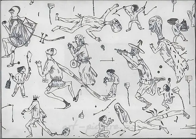 Strange people and boys., 1994, paper, pencil, 42х29.8 Author’s property