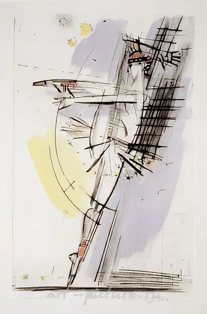 第2页。选自《芭蕾》系列，1993年，蚀刻版画、干针、 水彩，15x10厘米