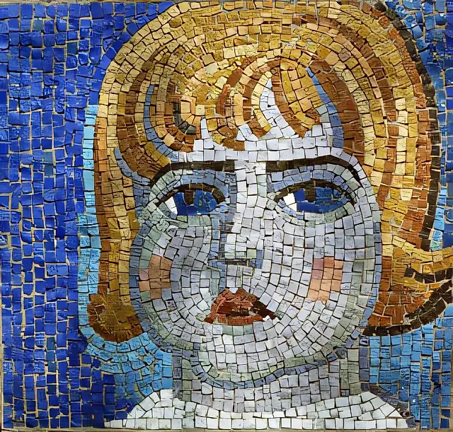 Daughter Lena’s portrait., 1973, smalt, 52x55 Author’s property