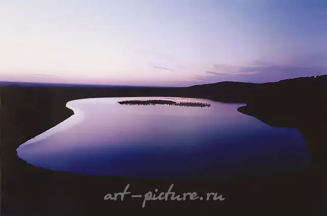 Ночное озеро. Южный Урал., 1998, цветная фотография, 20х30 Собственность автора