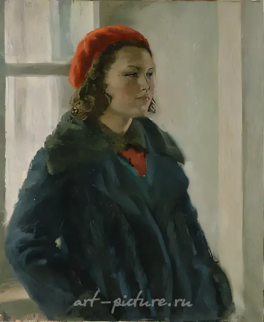 A Girl in Red Beret, 1940, oil on canvas, 80x70 Property Rubanov V.I. and Rubanova E.I.