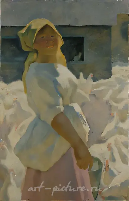 养鸟女，1983年，布面油画，140 x 90厘米