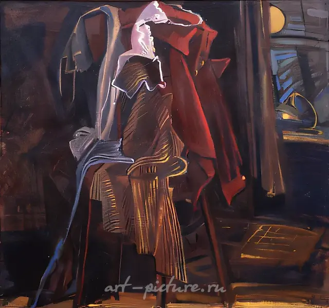 Снятые одежды - 4.	, 1994, холст, темпера, масло, 105 х 110