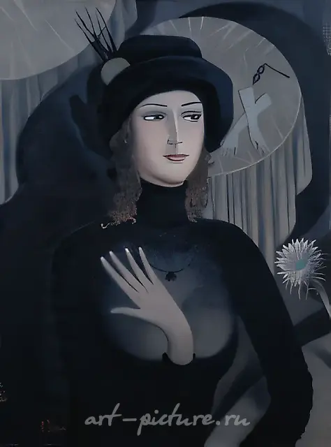 A Lady in Black, 1997, oil on canvas, 90x70