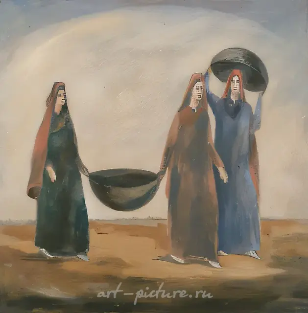 Gelinler	, 1996, oil on canvas,  86x86