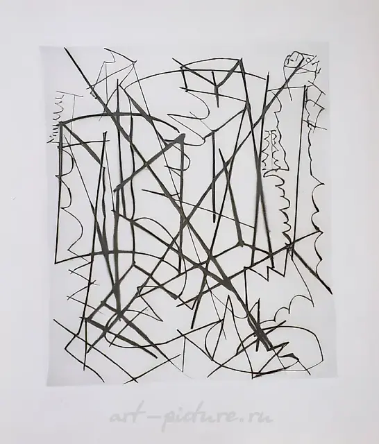 Composition with Windows. Cassano, 1975, board, drypoint, paper, 28.8x24.7