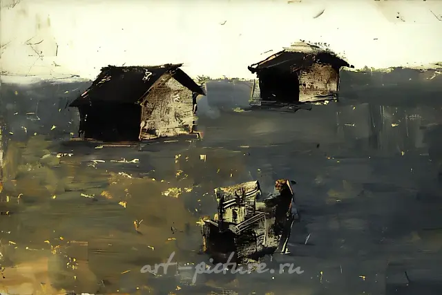 Village, 1997, oil, cardboard, 13х21 Author’s property