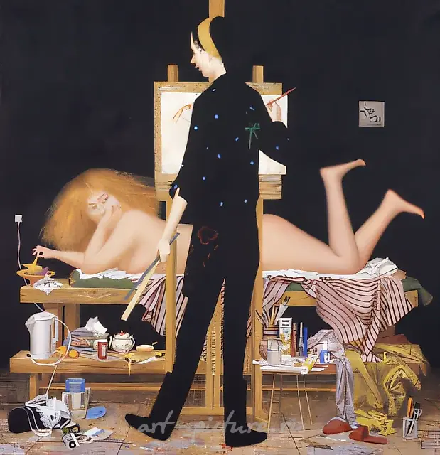Young Ladies, 1998, canvas, acrylic, 65x65. Author`s property
