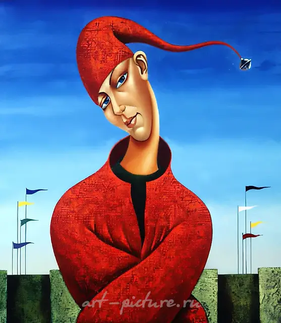 某处的节日，1990年，布面油画，90×100 厘米，作者所有