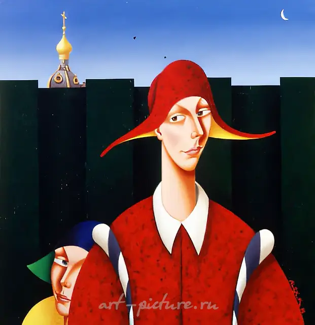 散步，1998年，布面油画，100x100，作者收藏