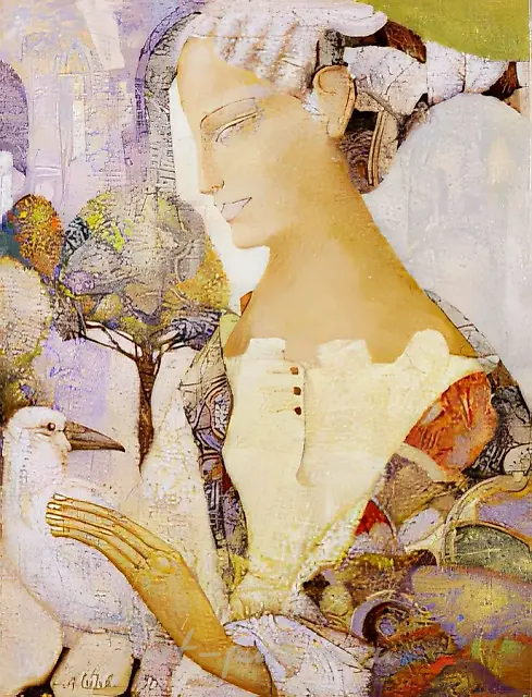 白乌鸦，1998年，布面，油画，丙烯，64x50，作者自藏