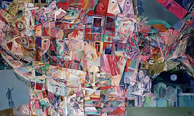 A fish over a town., 1990, canvas, oil, 89х152 Robert Grassle’s private collection, Austria