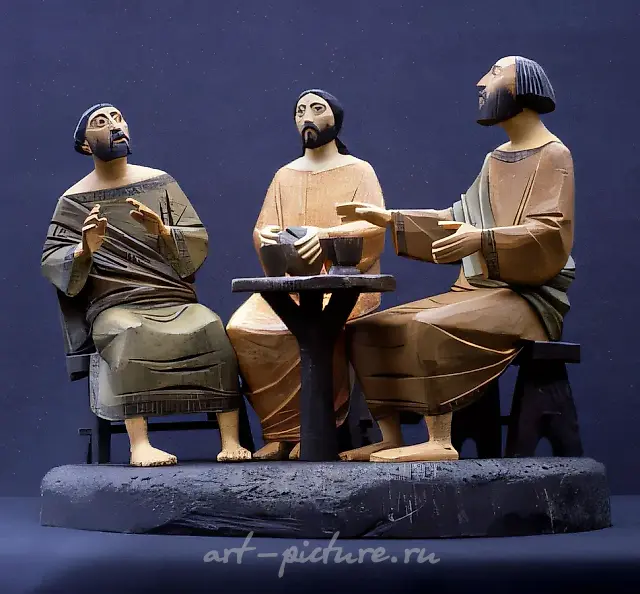 Christ in Emmaus., 1997, wood, h 35 Private collection. Great Britain