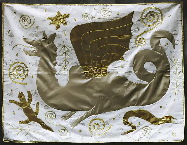 金龙，1997年，布料，拼布，90x115