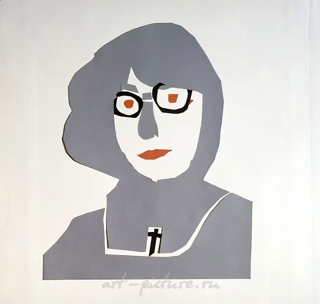 Marina Tsvetaeva., 1986, collage, paper, 59х60 "East-West Gallery". London.