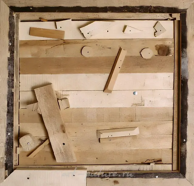 Christ’s portrait., 1987, collage, wood, 51х50,5 Sold from auction "Dorotheum". Vienna. 1990.