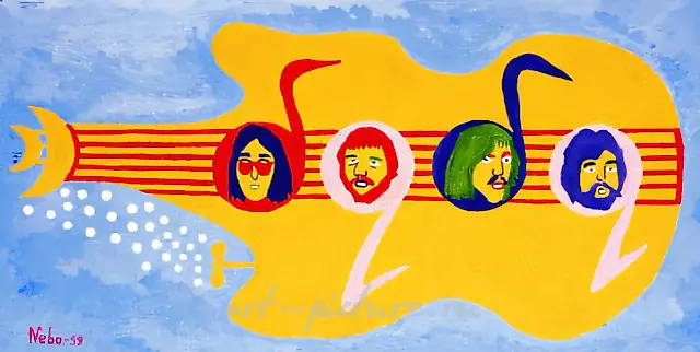 “The Beatles”. Yellow submarine., 1999, orgalyth, oil, 30,2х57,5 Author’s property