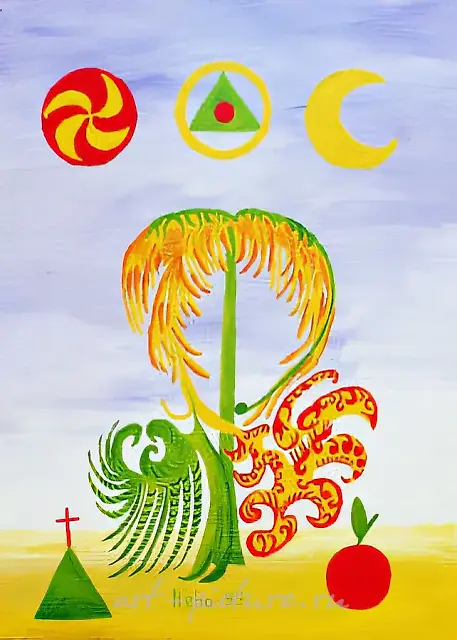 Palm. Woman with microphone., 1999, canvas on stretcher, oil, 40x30 Author’s property