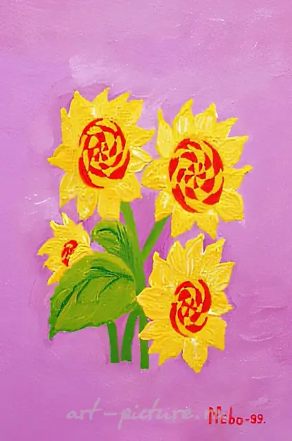 Sunflowers. Memories of childhood., 1999, cardboard, oil, 35x24 Author’s property