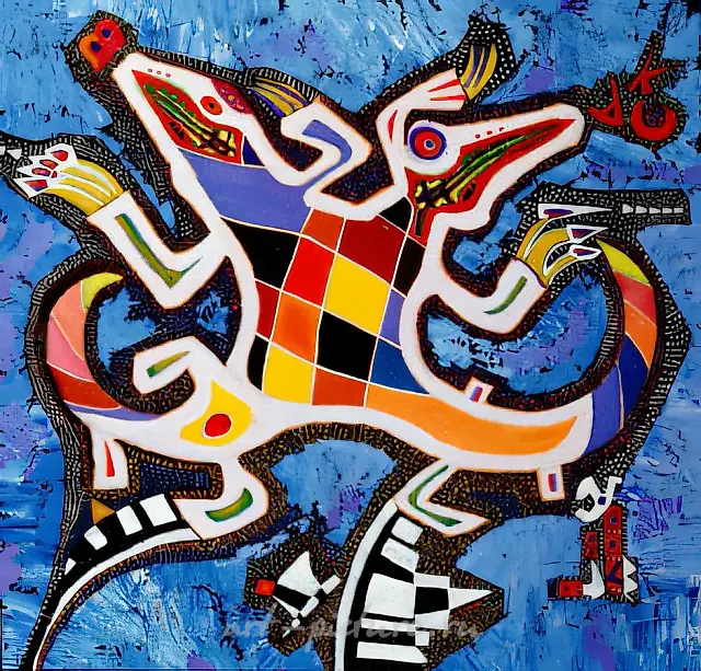 拼贴鳄鱼，1991年，布面油画，60x60厘米。私人收藏。