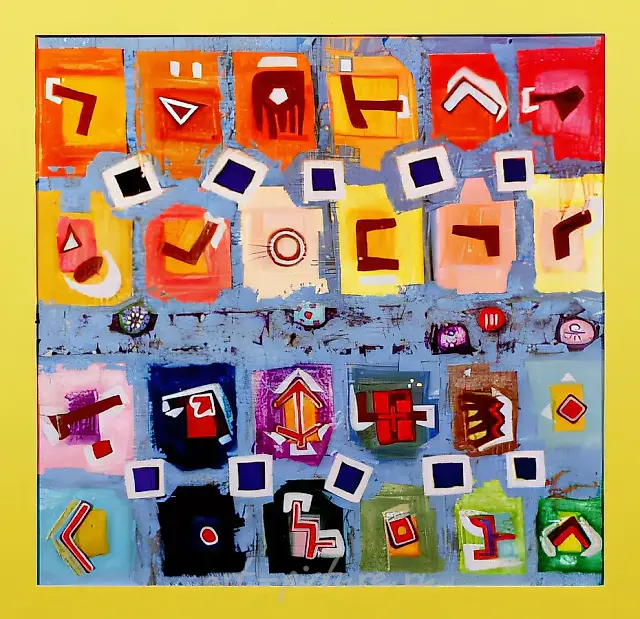 符号之屋，1990年，布面油画，60x60厘米。作者自藏，3500美元