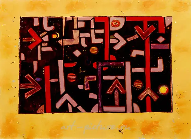到处都有符号，1990年，布面油画，60x80。作者收藏，$4900