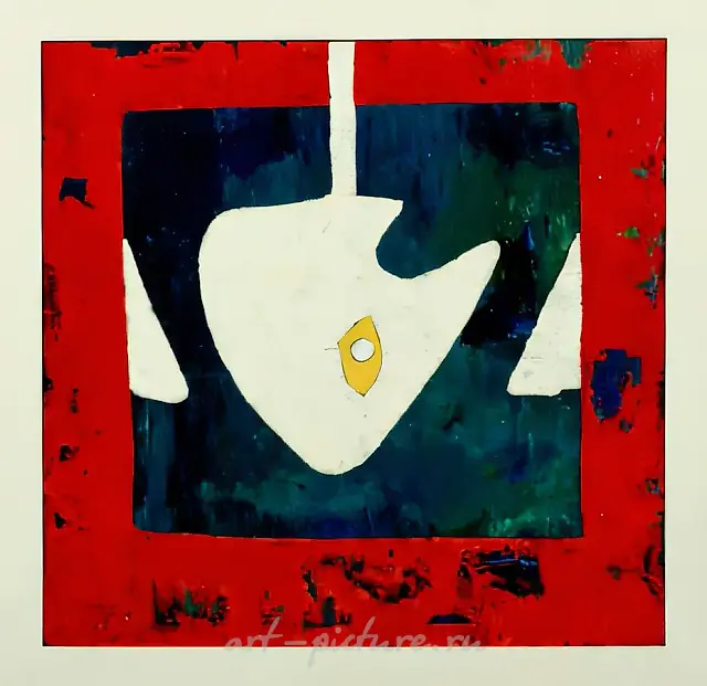白色头部，1990年，布面油画，60x60。作者自藏，$3800