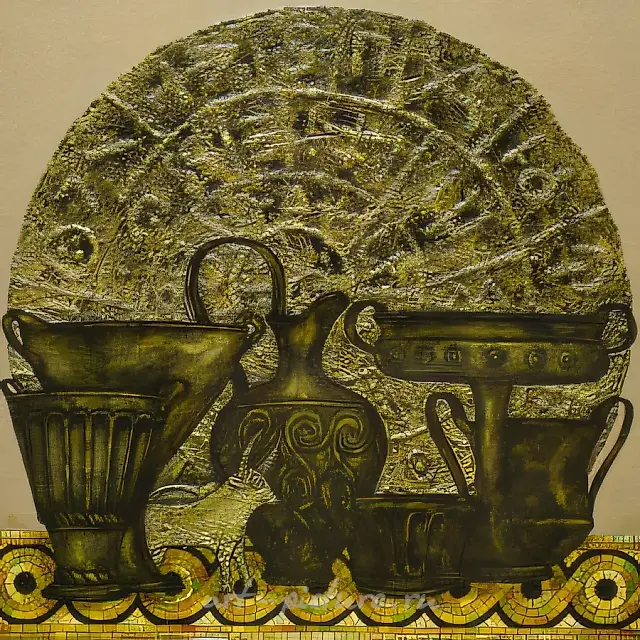 迈锡尼，1998年，画布，混合媒介，100×100