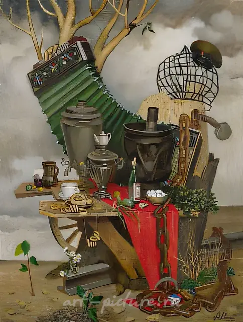 Song of the Three Samovars, 1998, canvas, oil, 80x60