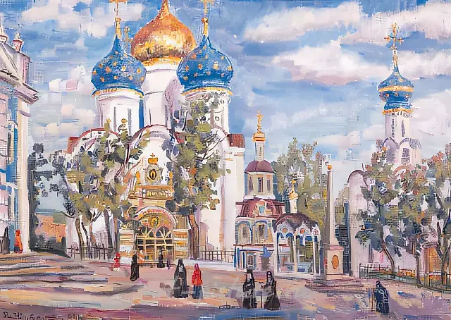 Triniti-Sergej Monastery., 1991, oil on canvas, 50x70