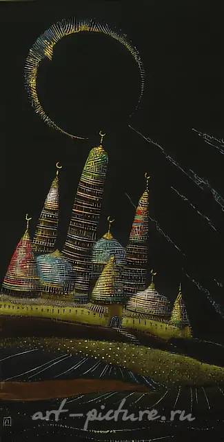 Eastern Tale, 1997, velvet, bead embroidery, 60x30
