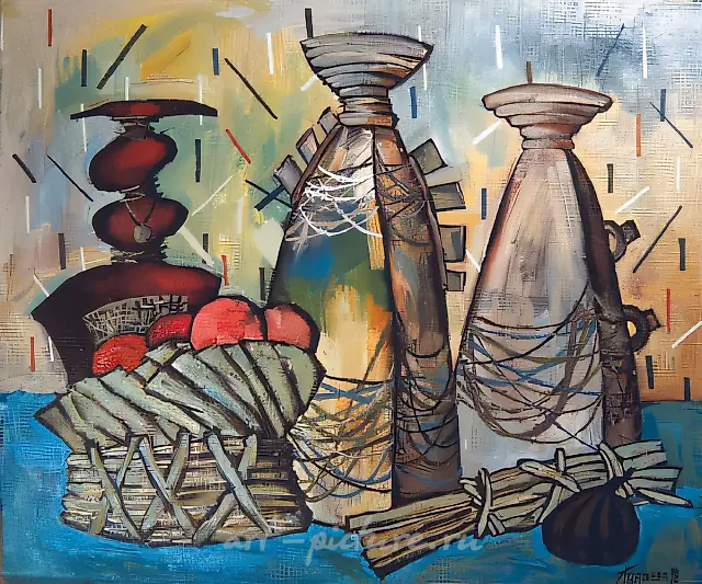 Still Life with Clay Vases, 1998, canvas, oil, 50x60