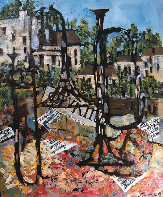 Music and Spring in the City, 1998, canvas, oil, 60x50