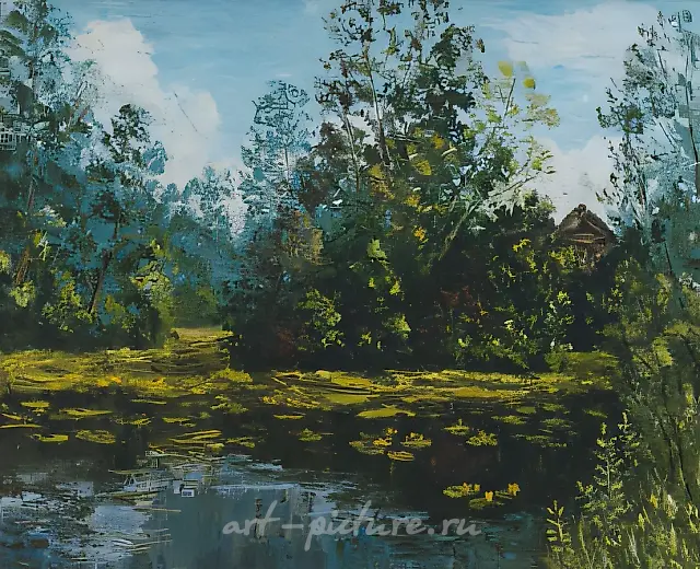 A Weedy Pond., 1998, oil on canvas, 65x75