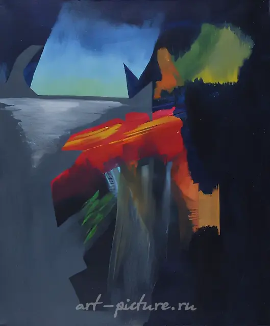 Красный цветок, 1998, холст, акрил, 60х50