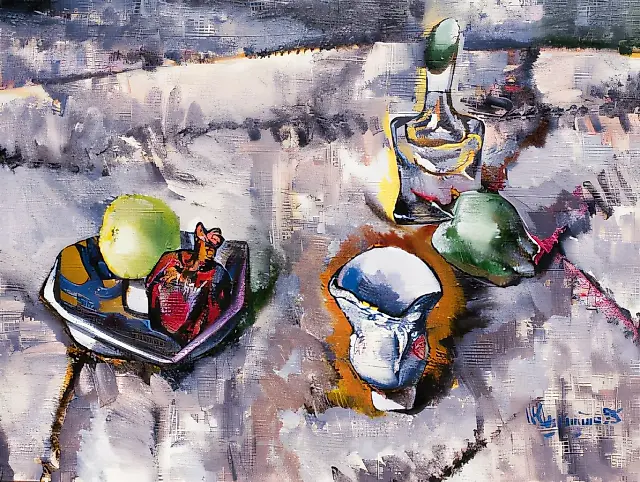 Серый натюрморт, 1996, холст, масло, 40х57