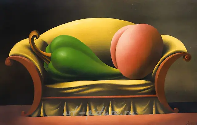 静物与沙发，1998年，纸板，蛋彩画，55×90