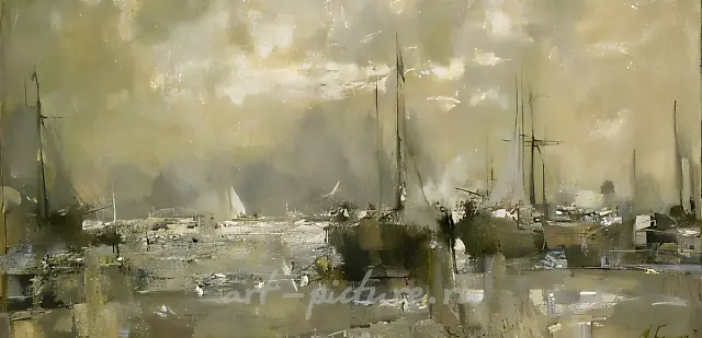 An Old Berth, 1998, oil on canvas, 68 x 135