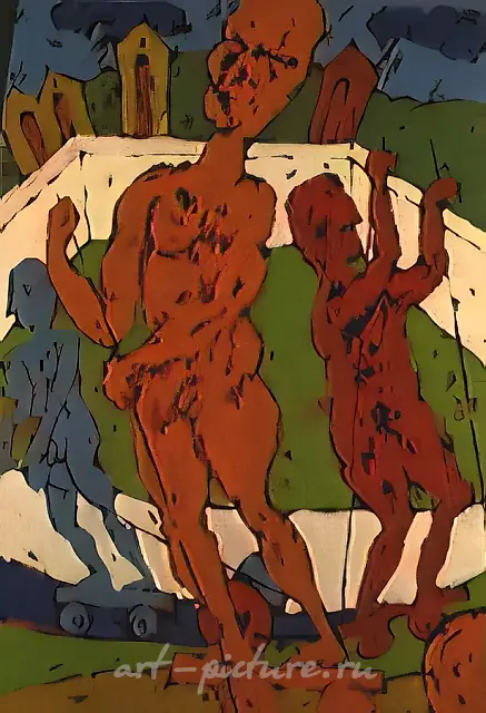 推车滑行，1989年，纸本油画，90×60
