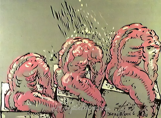 奴隶，1990年，纸本，水粉，60×90厘米