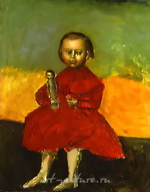 A doll with an idol, 1990, canvas, oil, 100x80